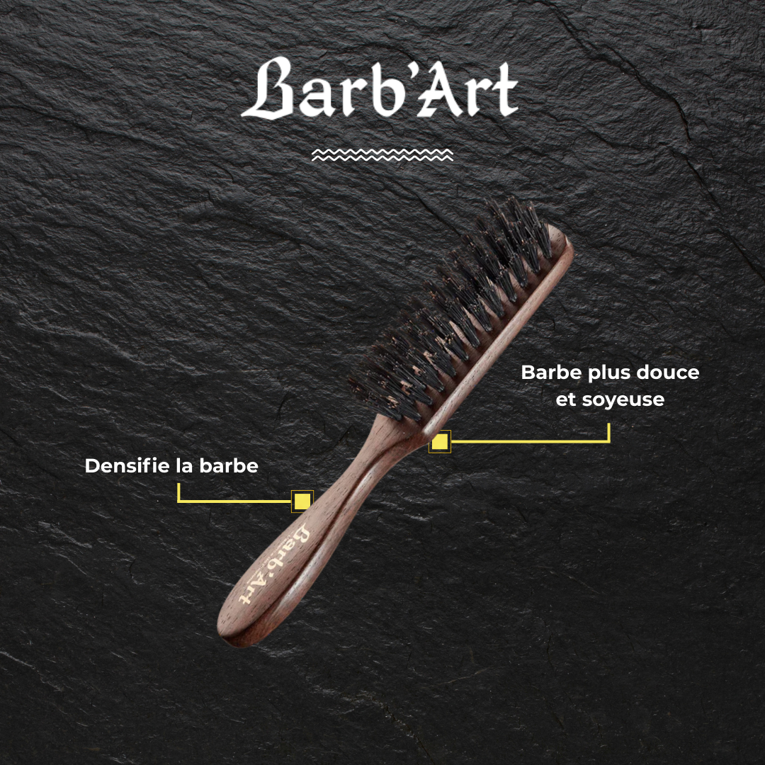 Brosse à BARBE Artisanale - Poils de Sanglier - Bois français certifié durable