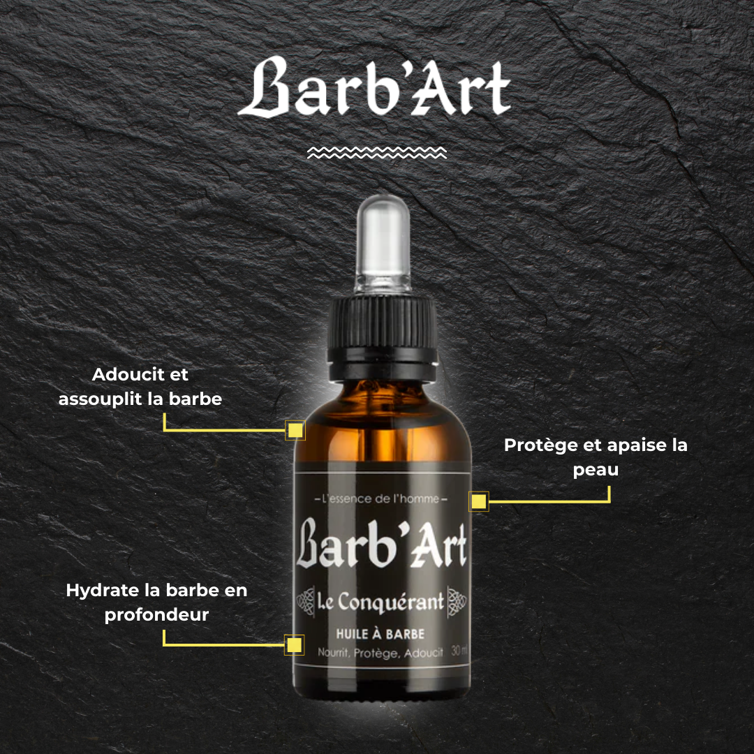 Huile Sèche Barbe Fabuleuse - Parfum Le Conquérant Lavandin-Poivré 30 ml