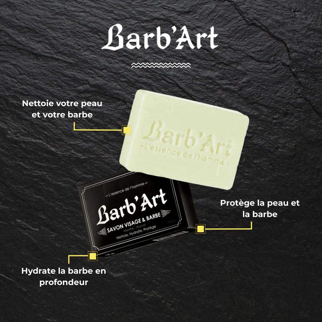 Savon Barbe & Visage - Peaux Normales à Sèches - Menthe & Avocat Bio