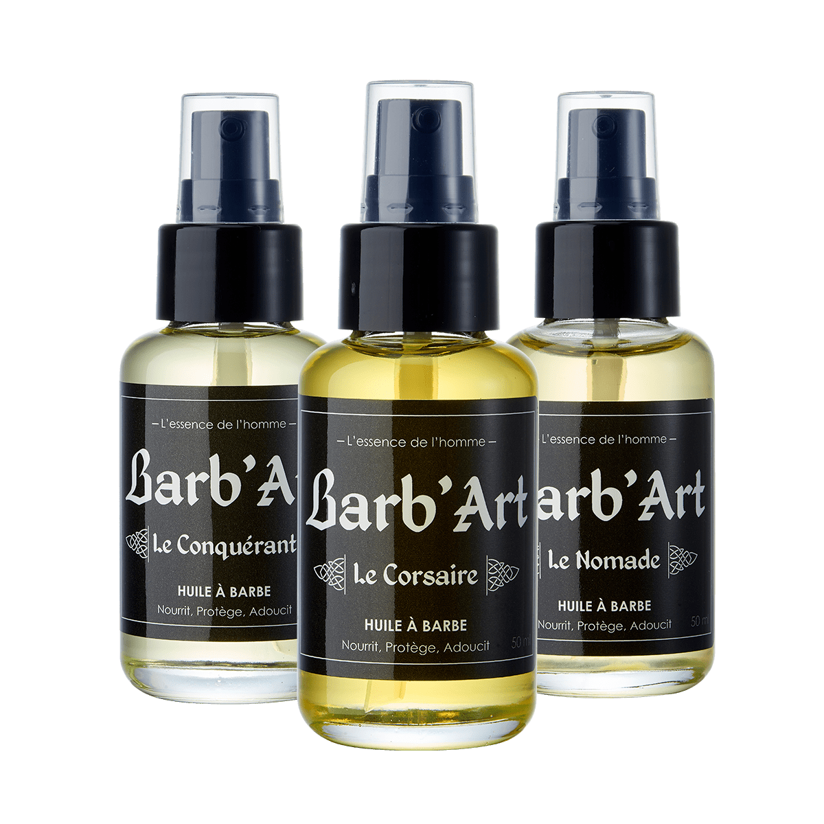 TRIO huiles à barbe - 3 senteurs - 50 ml - barbartfr