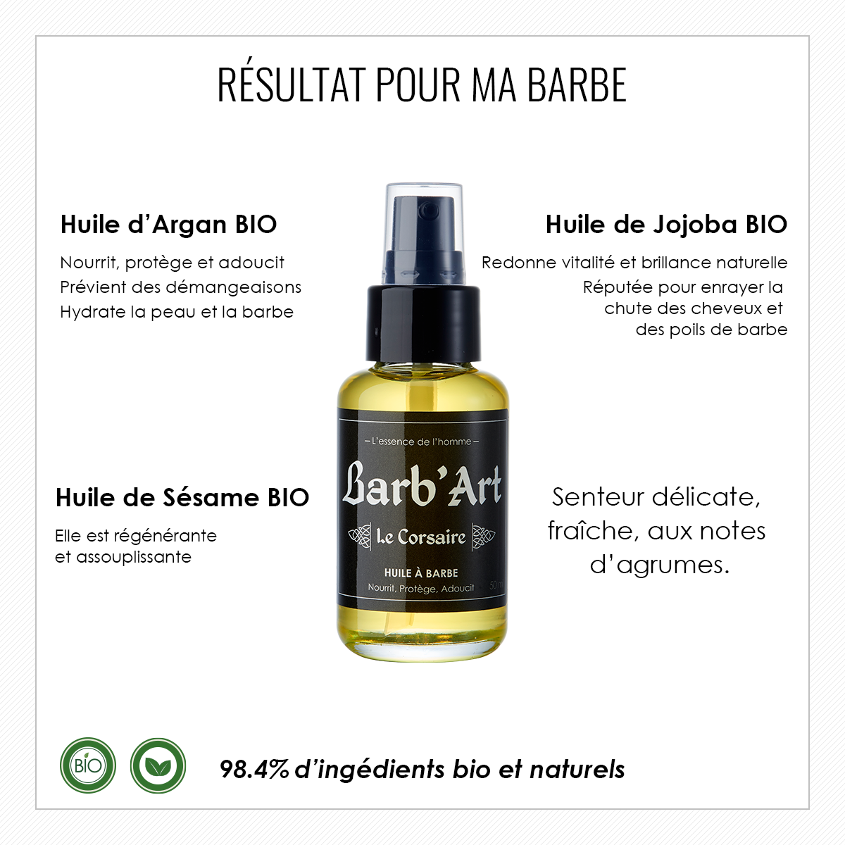 Huile Barbe Magnifique - Parfum &quot;Le Corsaire&quot; Frais-Cèdre