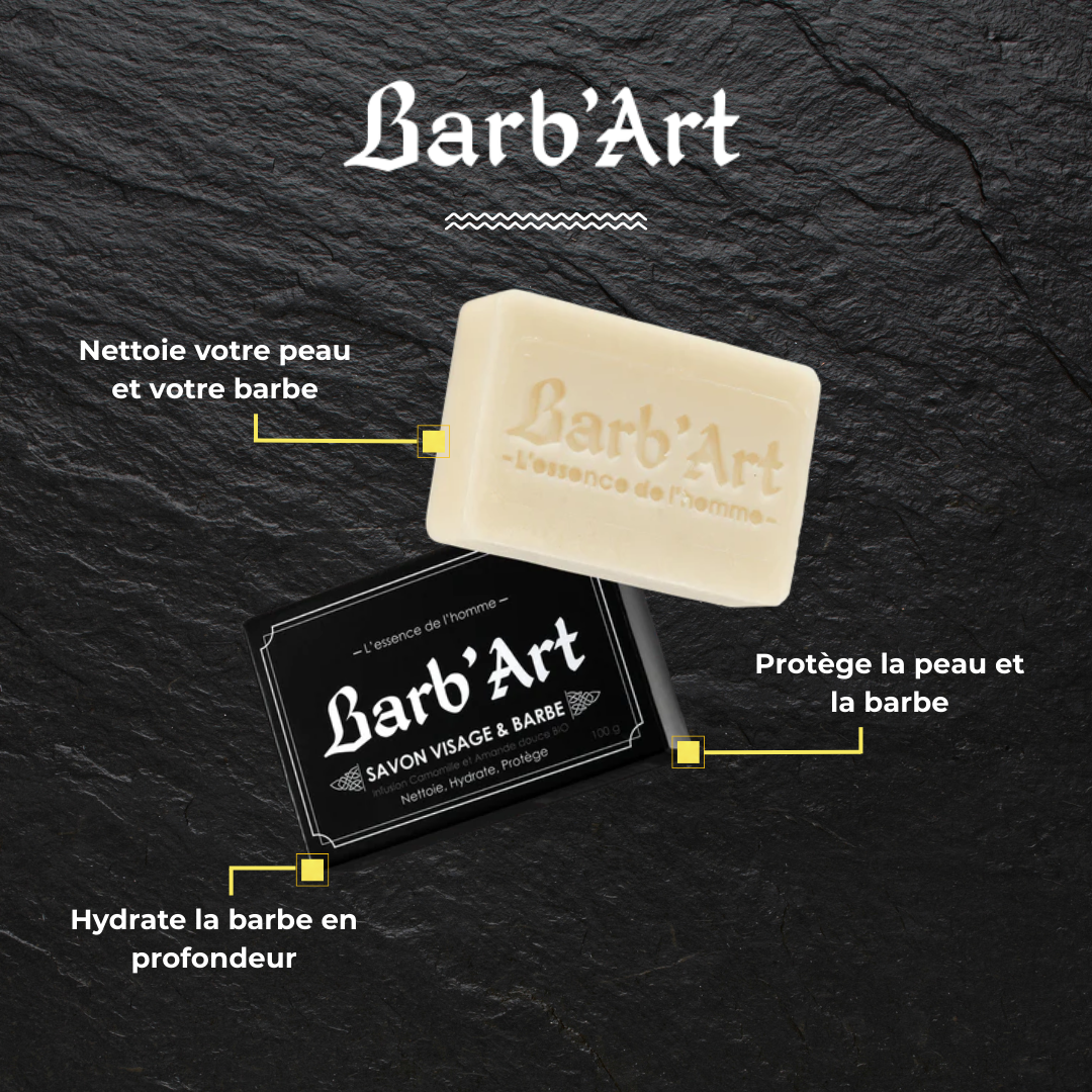 Savon Barbe &amp; Visage NEUTRE - Sans Parfum - Camomille &amp; Amande Douce Bio