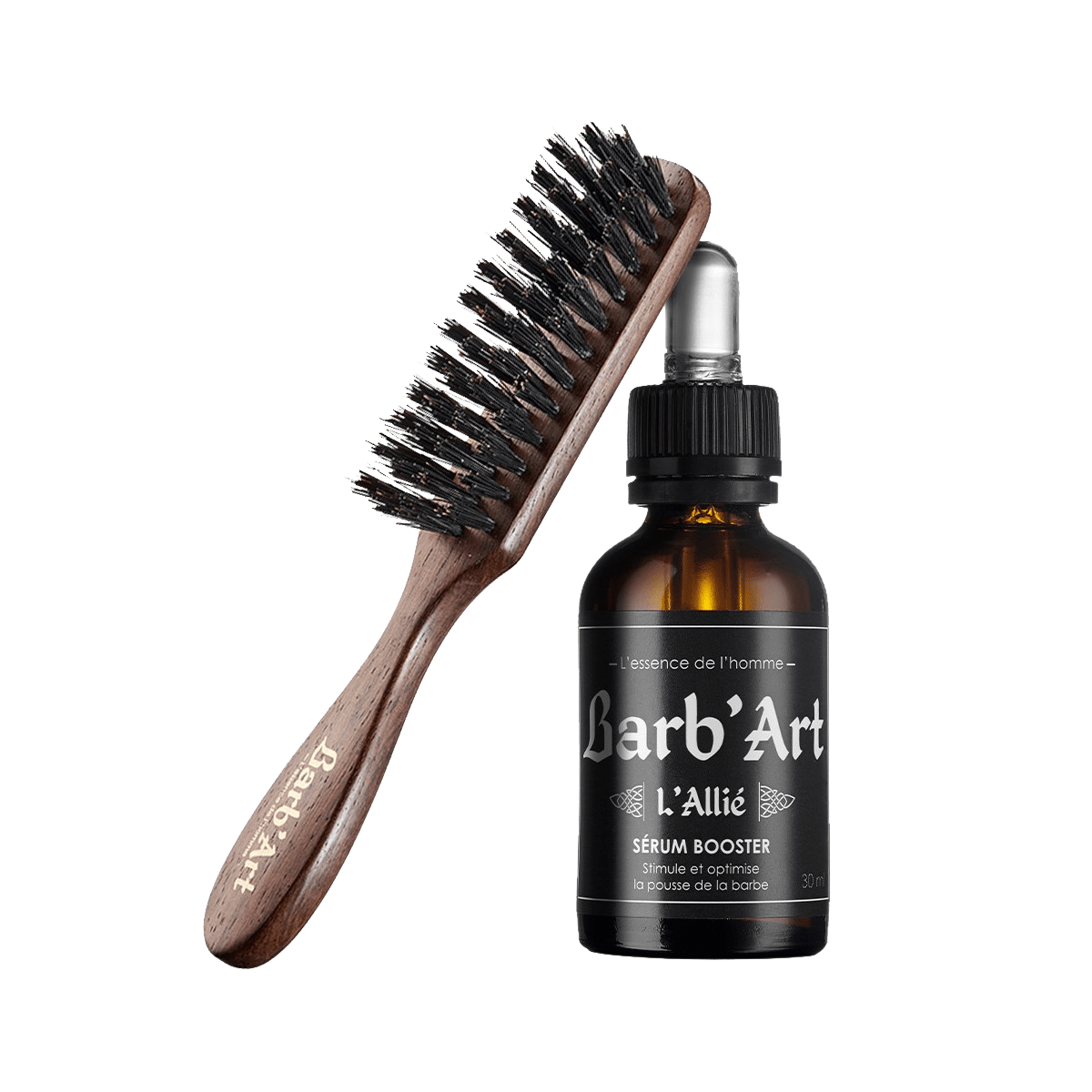 Kit barbe - Sérum Booster Soin Fortifiant Barbe &amp; Brosse à barbe - barbartfr