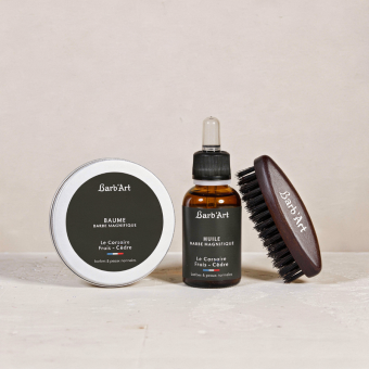Kit Entretien Barbe - Parfum Le Corsaire  Huile à Barbe Le Corsaire 30ml  Baume à Barbe Corsaire  Brosse à Barbe Voyage